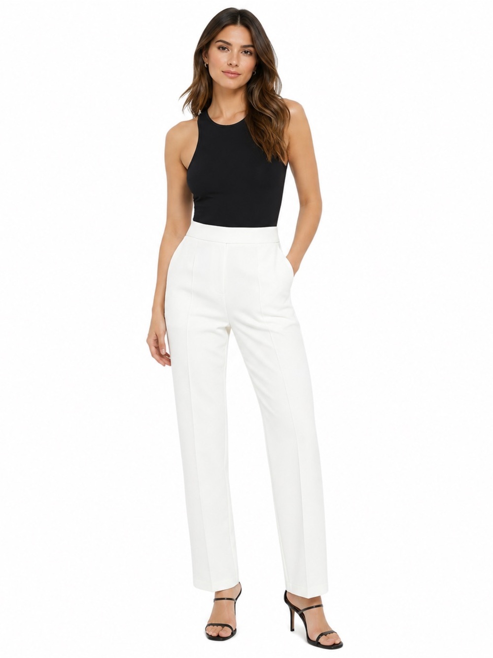 Urban Coco White High Waisted Straight Leg Dress Pants